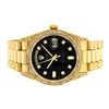 Image 6 : Rolex Mens 18K Yellow Black Diamond Lugs Quickset President Wristwatch With Box