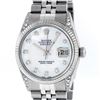 Image 1 : Rolex Mens Stainless Steel Mother Of Pearl Diamond Lugs 36MM Datejust Wristwatch