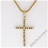 18kt Yellow Gold 0.40 ctw Round and Baguette Diamond Cross Pendant Necklace