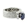 3.31 ctw Round Brilliant Blue Sapphire And Diamond Ring - 14KT White Gold