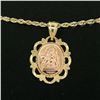 Image 2 : 14K Yellow & Rose Gold Guardian Angel God Prayer Pendant 18" Rope Chain Necklace
