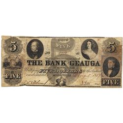 1854 $5 The Bank of Geuga, Painesville, OH Obsolete Bank Note