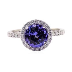 2.59 ctw Tanzanite and Diamond Ring - 14KT White Gold