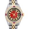 Image 1 : Rolex Ladies 2 Tone 14K Red Vignette String Diamond Lugs & Ruby Datejust Wriswat