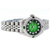 Image 5 : Rolex Ladies Stainless Steel 26MM Green Vignette Diamond Datejust Wriswatch