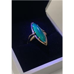 Custom Made 14kt Blu-Ray Hy Spreckman & Sons Eye Of Green Jade Ring