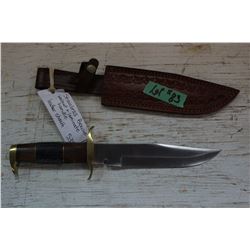 Stainless Steel Bowie Knife with Walnut and Laminate Handle & Leather Sheath