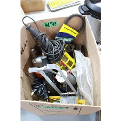 Box with - Trouble Light, Drill and Misc. Tools