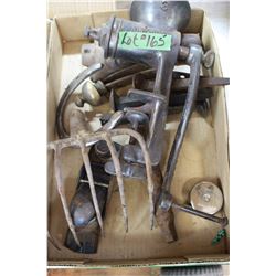 Box with Fork Head; Meat Grinder; Plane; Railroad Spikes; Stove Leg, etc.