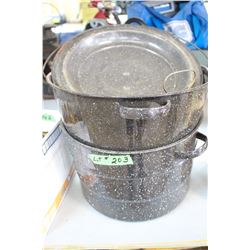 Canners (2), 1 Basket and 1 Lid