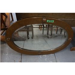 Oval Mirror (Beveled) - Frame is covered in metal