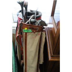 Cloth Golf Bag with Clubs and an Extra Golf Bag