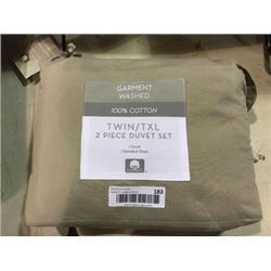 Cotton Garmet Washed Twin Size 2-Piece Duvet Set