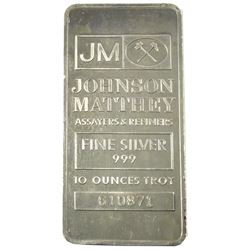 10oz Johnson Matthey .999 Fine Silver Bar (Toned). TAX Exempt