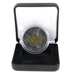 2015 Canada $5 1oz Silver Maple Leafe "Blackout Collection" Coin has selective 24K gold plating and
