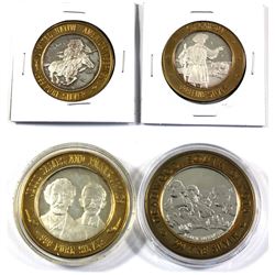 Group lot of 4x Las Vegas Casino Silver Strikes. Lot includes: Kit Carson, Chief Washake Shoshones,
