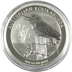 2016 1oz Proof Fine Silver Australian $1 Kookaburra, coin comes encapsulated. (tax exempt)