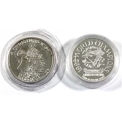 Pair of 1oz fine Silver rounds. Lot includes: 1992 Toronto Blue jays Limited edition World Champions
