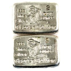 2oz Beaver Bullion Hand Poured .999 Fine Silver Bars. 2pcs (TAX Exempt)