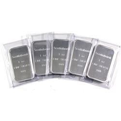 Scotiabank 1oz .999 Fine Silver Bars Sealed in Plastic. 5pcs (TAX Exempt)