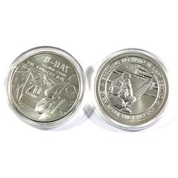 Pair of 1oz fine Silver rounds. Lot includes: Heroes D-Day 70th Anniversary round, and a Lover your