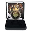 Image 1 : 2018 Canada 1oz Coloured & Gilded Tiger Design .9999 Fine Silver Maple in Smitty's Treasures Black D