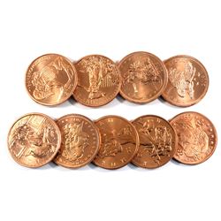 9x Zombucks 1oz .999 Fine Copper Rounds All Different Designs - Starving, The American Zombuff,