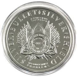 2013 Silver Bullet Silver shield 5oz Trivium 'Grammar, Logic, Rhetoric' .999 Fine Silver Proof Medal