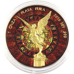 2016 Mexico 1oz Coloured & Gilded .999 Fine Silver Libertad in Capsule. (TAX Exempt)
