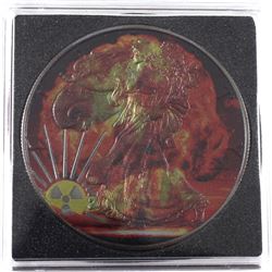 2016 USA 1oz Coloured & Ruthenium Plated Nuclear Blast .999 Fine Silver Eagle in Capsule. (TAX Exemp