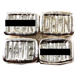 Beaver Bullion 1oz .999 Fine Silver Poured Bars - Damn, F**k, Sh*t & Hate (Some bars toned). 4pcs (T
