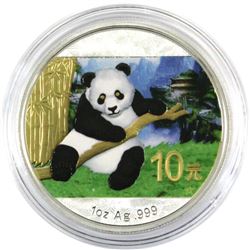 2014 China 1oz Coloured .999 Fine Silver Panda in Capsule. (TAX Exempt)