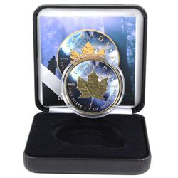 2018 Canada 1oz Wolf Coloured & Gilded .9999 Fine Silver Maple Leaf in Smitty's Treasures Black Disp