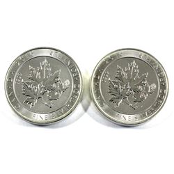2016 Canada 1.5oz Super leaf .9999 Fine Silver Coins (Toned). 2pcs (TAX Exempt)