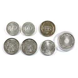 Lot of 1/2oz .999 Fine Silver Rounds. You will receive 7 rounds with 5 different designs (Toned). 7p