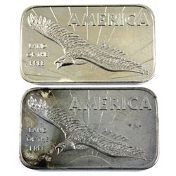 America 'Land of the Free' 1oz American Argent Mint Ltd. .999 Fine Silver Bars (Toned). 2pcs (TAX Ex