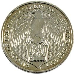2019 Great Britain 5 Pounds Queen's Beasts - Falcon of the Plantagenet's 2oz Fine Silver Coin (Toned