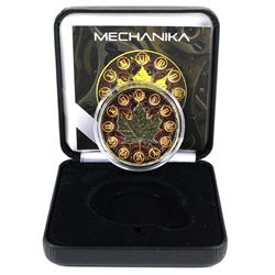 2018 Canada 1oz Mechanika Coloured & Gilded .9999 Fine Silver Maple Leaf in Smitty's Treasures Black