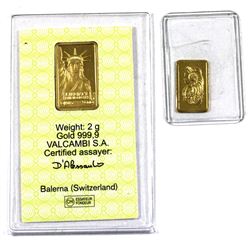 Pamp Suisse 1g & Credit Suisse 2g .9999 Fine Gold Bars. 2pcs (TAX Exempt)
