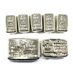Mixed Hand Poured .999 Fine Silver Lot - 5x 1/2oz Monarch Precious Metals, 1oz Monarch Precious Meta