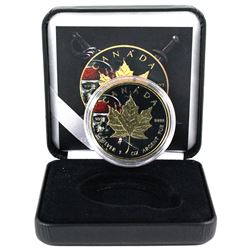 2018 Canada 1oz Pirate Skull Coloured & Gilded .9999 Fine Silver Maple Leaf in Smitty's Treasures Bl