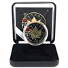 Image 1 : 2018 Canada 1oz Pirate Skull Coloured & Gilded .9999 Fine Silver Maple Leaf in Smitty's Treasures Bl