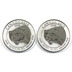 Scarce Issue 2018 Canada 3/4oz .9999 Fine Silver Wolverine. 2pcs (TAX Exempt)