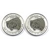 Image 1 : Scarce Issue 2018 Canada 3/4oz .9999 Fine Silver Wolverine. 2pcs (TAX Exempt)