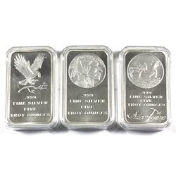 5oz Silvertowne .999 Fine Silver Bars in Capsules with Different Designs Front and Back (Capsules ar