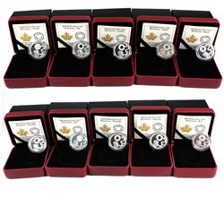2016 Canada $5 Birthstones Fine Silver Coins - Missing July and September (March outer sleeve bent &
