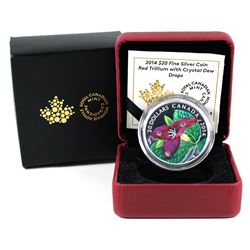2014 Canada $20 Red Trillium with Crystal Dew Drops (Outer sleeve worn).