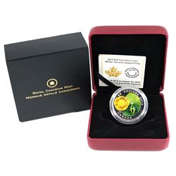 2014 Canada $20 Water-Lily & Venetian Glass Leopard Frog Silver (Capsule scratched & outer sleeve be