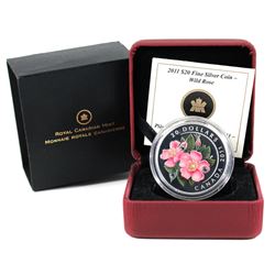 2011 Canada $20 Swarovski Crystals - Wild Rose Fine Silver Coin (Capsule scratched & sleeve lightly