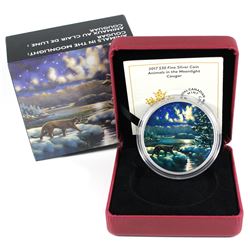 2017 Canada $30 Animals in the Moonlight - Cougar Fine Silver Coin (Capsule scratched). TAX Exempt